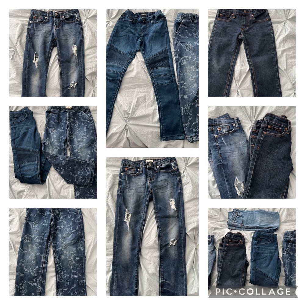 Joes 4, Hudson destructed jeans 5, Gap joggers size 5, Hudson 6x stretchy jeans.